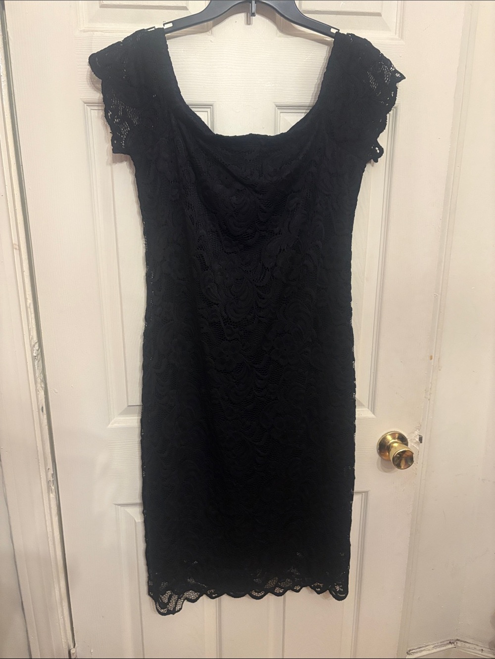 Ambiance Black Lace Cap-Sleeve Midi Dress